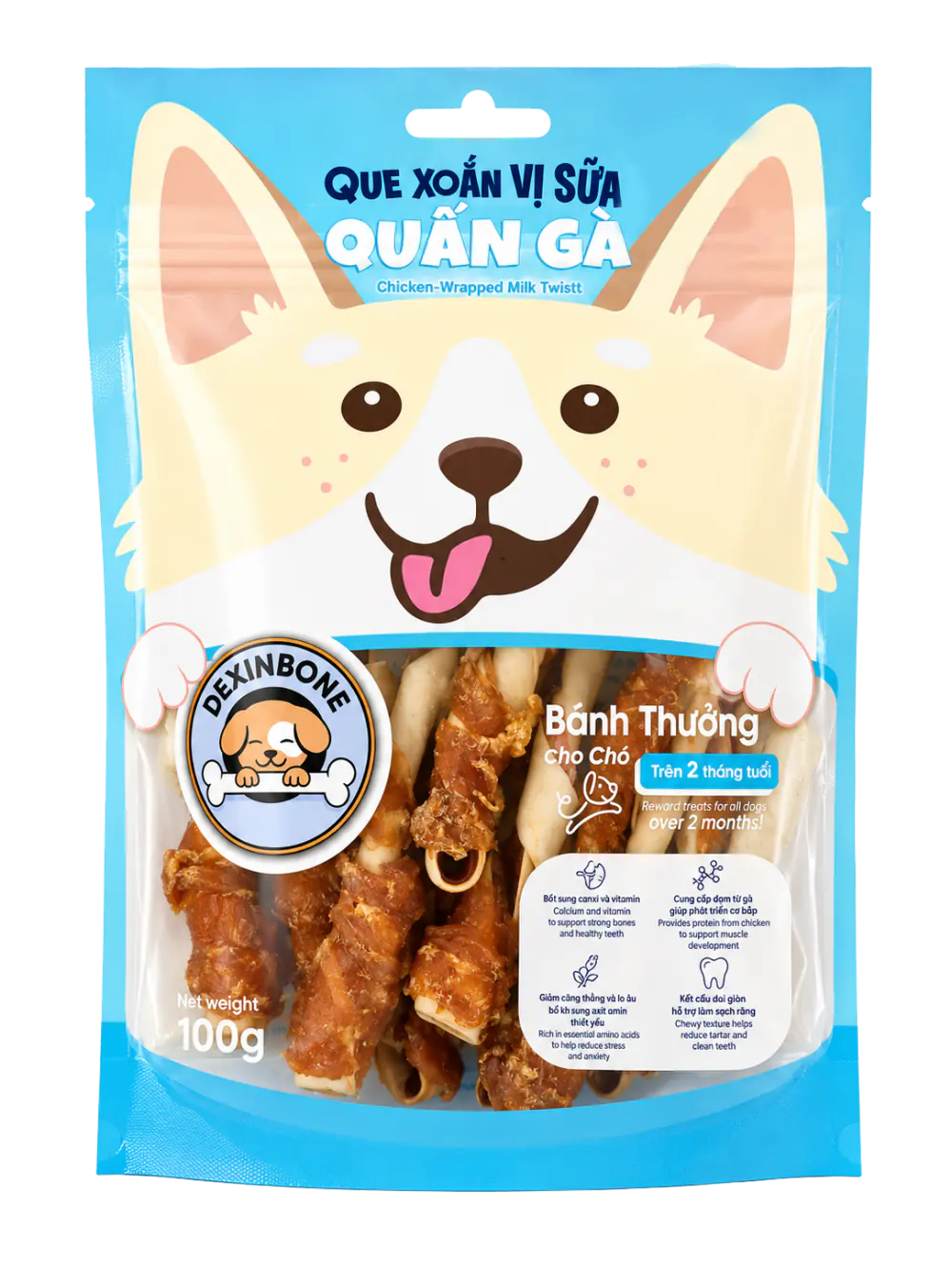 Que xoắn vị sữa quấn gà